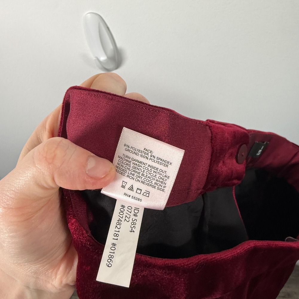 Express Editor Straight Super High Rise Maroon Velvet Dress Pants Womens 6 - Picture 8 of 13